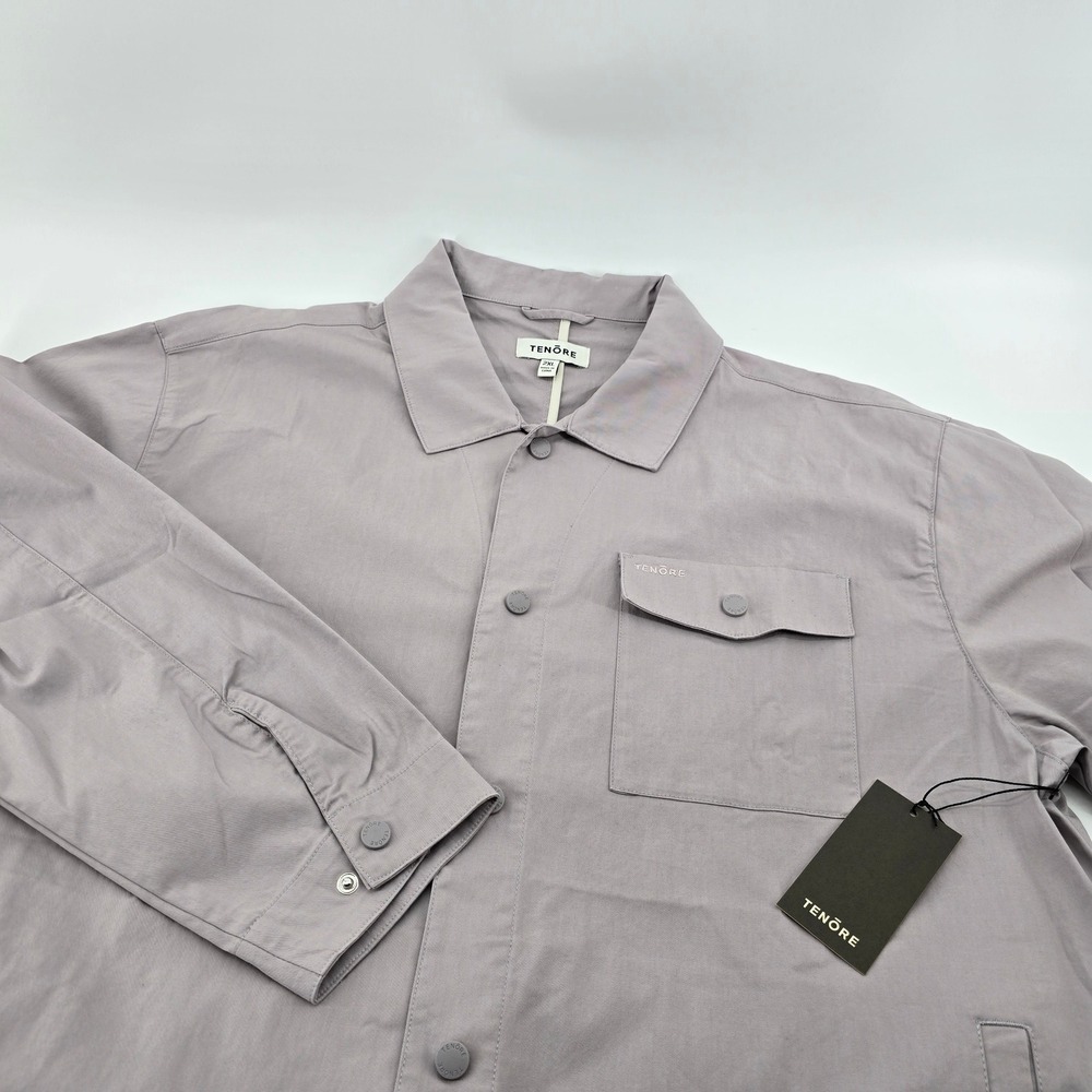 Tenore Twill Shirt Jacket Mens Gull Grey Oversized Snap Front 2XL MSRP $138 NWT